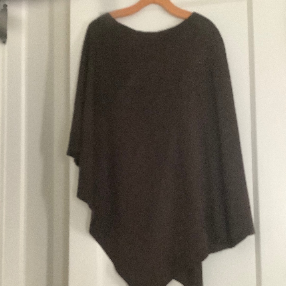 Chocolate Brown Vintage Suede Poncho